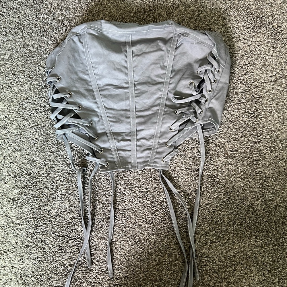 Fashion Nova Gray lace up Crop Top